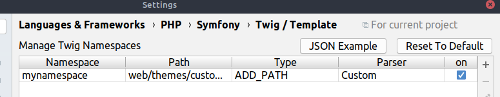 Add Twig namespace in PhpStorm
